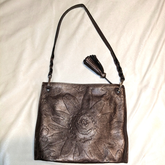 Brighton Bags Brighton Piper Slim Grey Tooled Leather Purse Floral